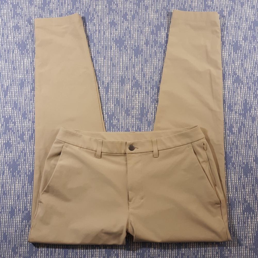 Lululemon Pants Mens 32 x 30 Flat Front Tapered Beige Chino Work Golf Commuter